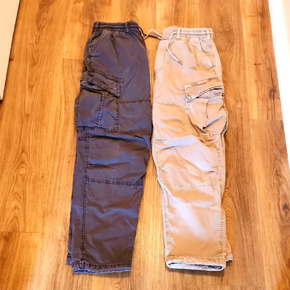 Gray and Tan Cargo Pants Set